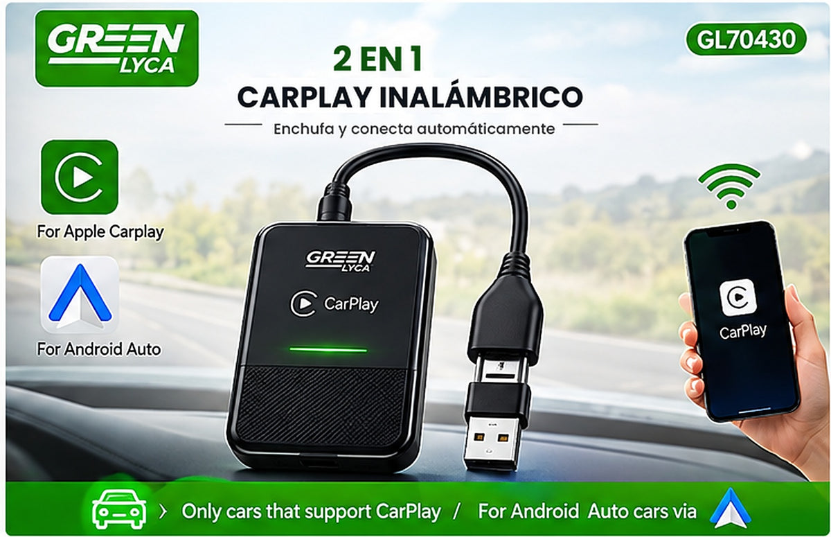 Adaptador CarPlay y Android Auto Inalámbrico – Conexón Automática al Arrancar