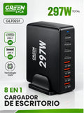 Cargador de Escritorio 8 Puertos 297W (4 USB-C + 4 USB-A) – Carga Todo en Cabina