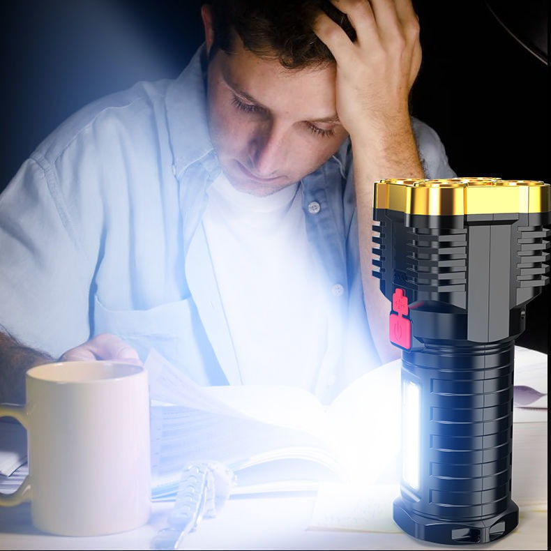 Linterna LED Portátil con Luz COB Lateral y Carga USB Recargable