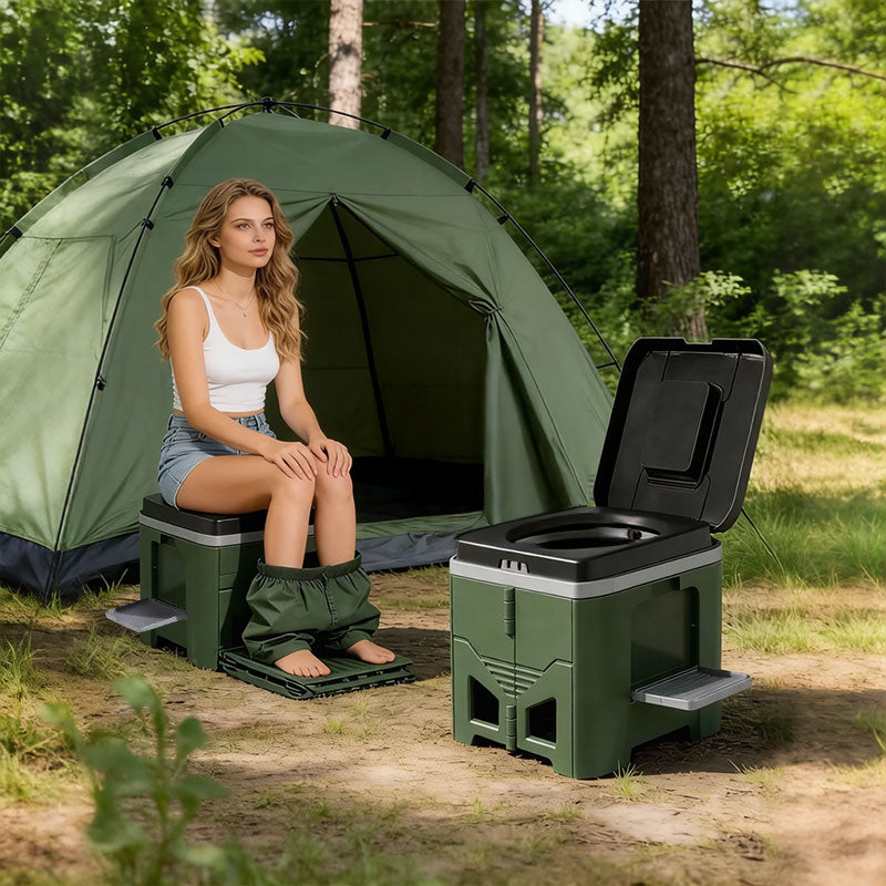WC Portátil Plegable para Coche y Camping - Taburete de Emergencia Exterior con Diseño Antiolor, WC de Viaje para Adultos