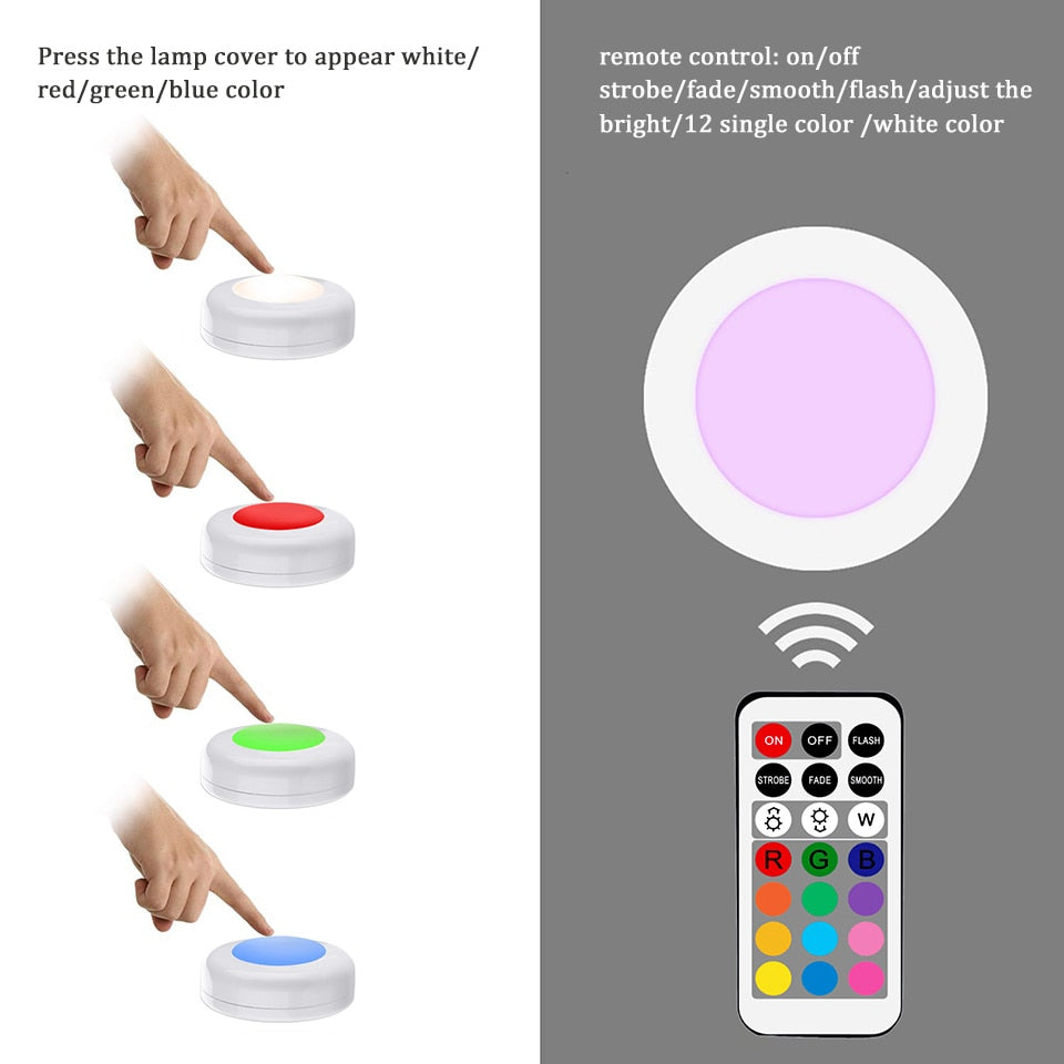 Luz LED RGB Inalámbrica con Mando y Sensor Táctil para Armario y Cabina