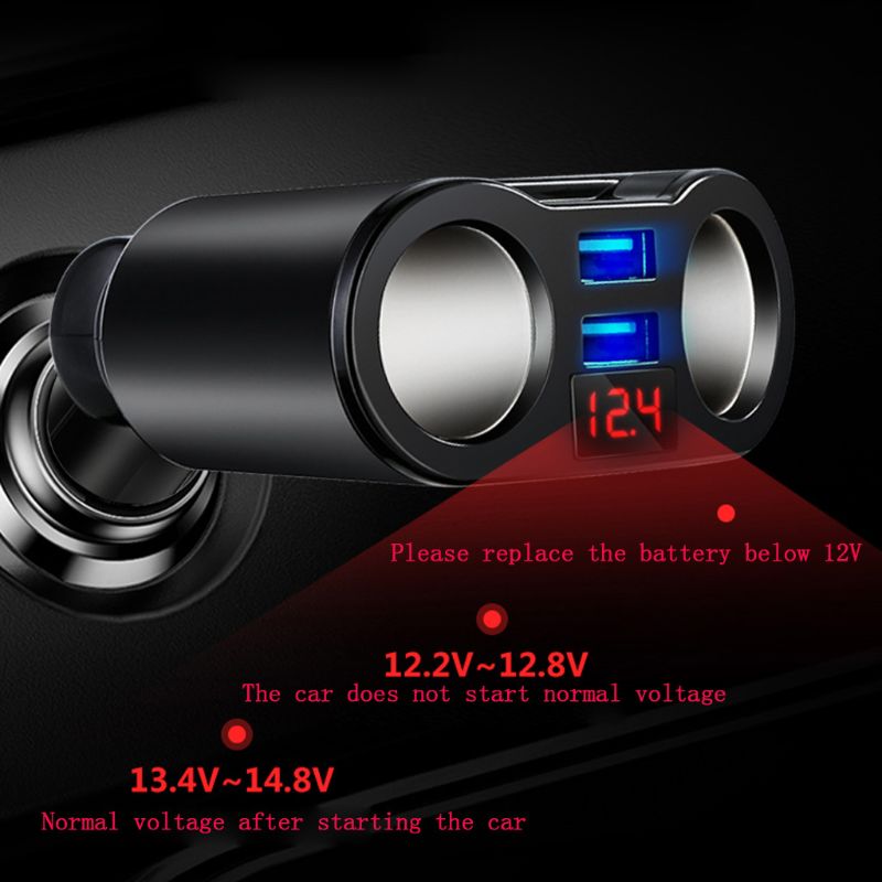 Divisor de Mechero 2 Salidas con QC3.0 y Voltímetro LED 12V/24V