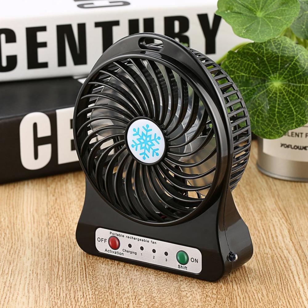 Mini Ventilador USB Recargable 4" con 3 Velocidades y Luz LED