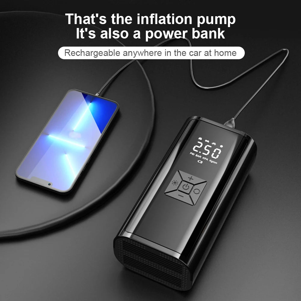 Compresor de Aire Portátil para Coche 6000mAh – 12V 150PSI Inflador Eléctrico Inalámbrico para Moto, Bici, Barco y Coche