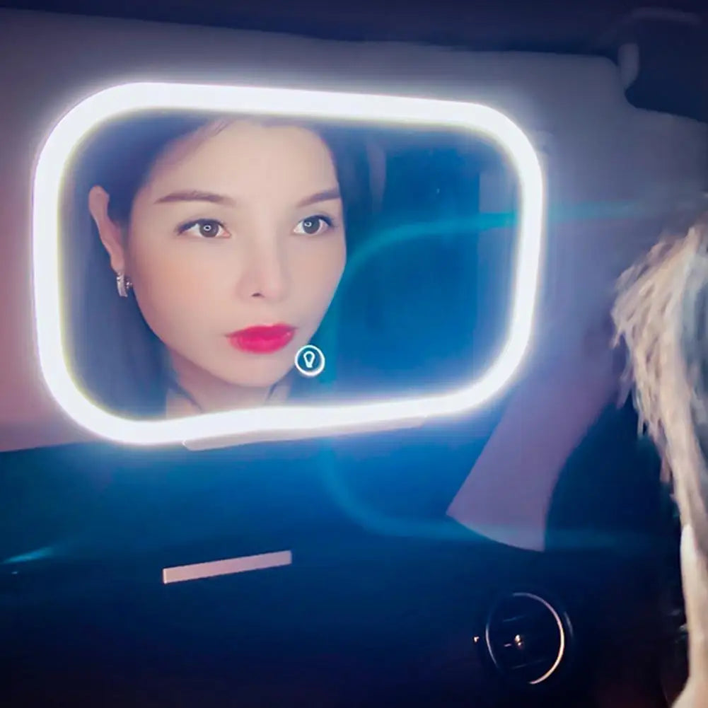 Espejo de Visera para Coche con Luz LED – Pantalla Grande 7,8 Pulgadas, Compacto y Portátil