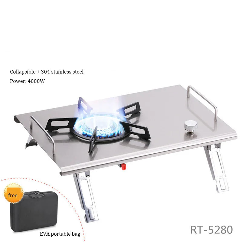 Hornillo de Gas Plegable IGT 4000W Acero Inoxidable para Camping