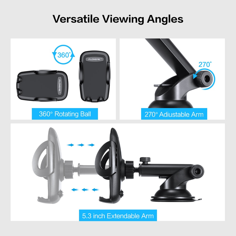 Soporte Móvil para Coche con Ventosa y Rotación 360º Universal