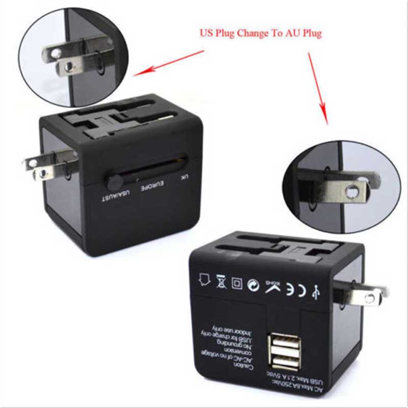 Adaptador de Viaje Universal con USB para Enchufes Internacionales