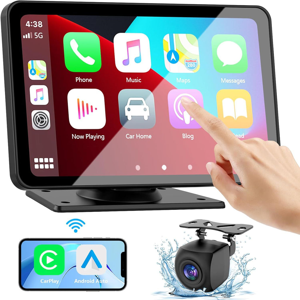 Pantalla Multimedia GPS Portátil de 7" con CarPlay y Android Auto Inalámbrico
