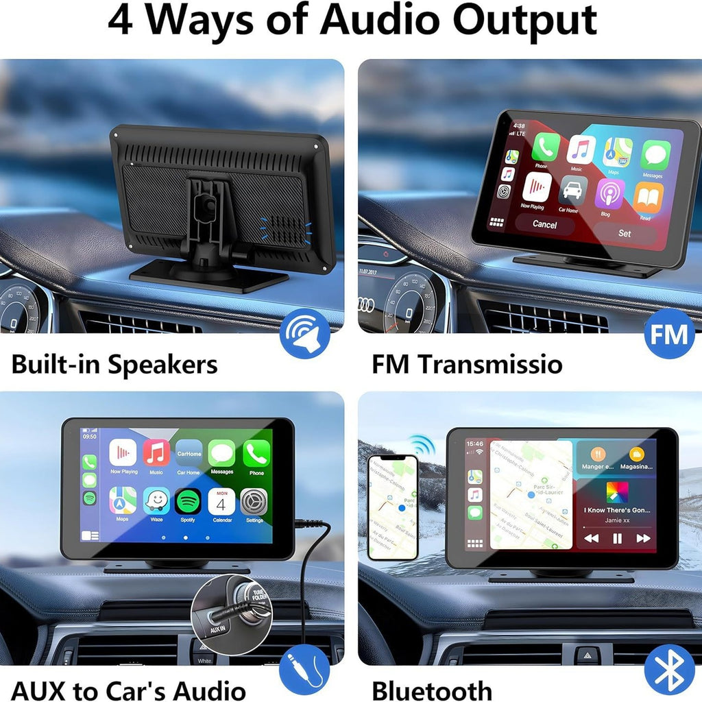Pantalla Multimedia GPS Portátil de 7" con CarPlay y Android Auto Inalámbrico