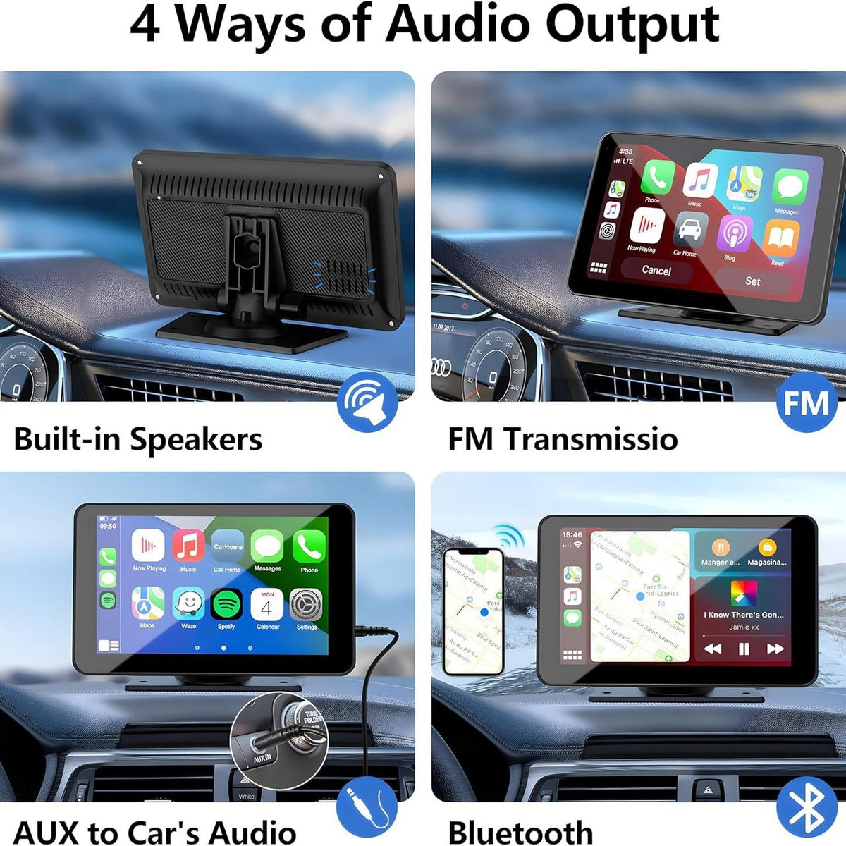Pantalla Multimedia GPS Portátil de 7" con CarPlay y Android Auto Inalámbrico