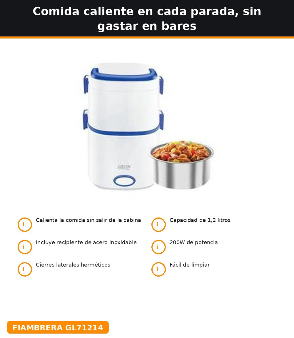 Fiambrera eléctrica para calentar comida en la cabina