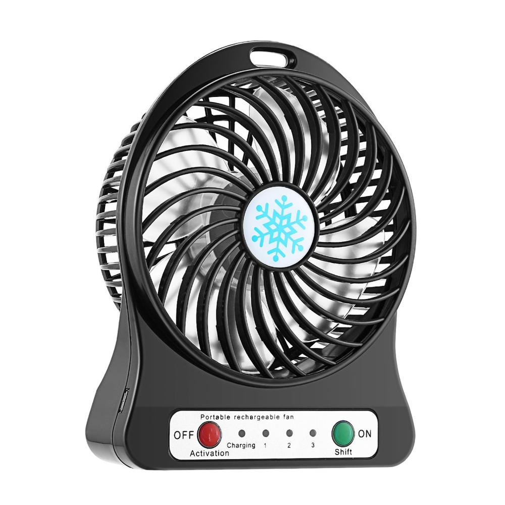 Mini Ventilador USB Recargable 4" con 3 Velocidades y Luz LED