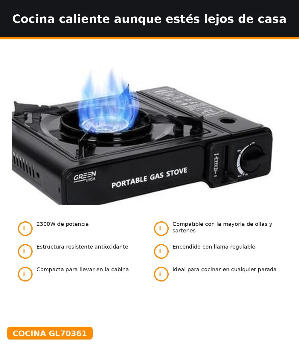 Cocina de gas portátil para cocinar en cualquier parada