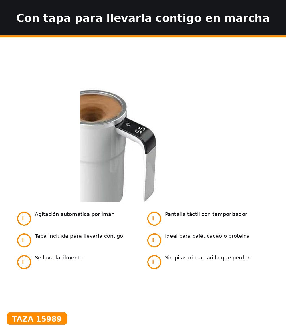 Taza autoagitadora magnética para café al instante
