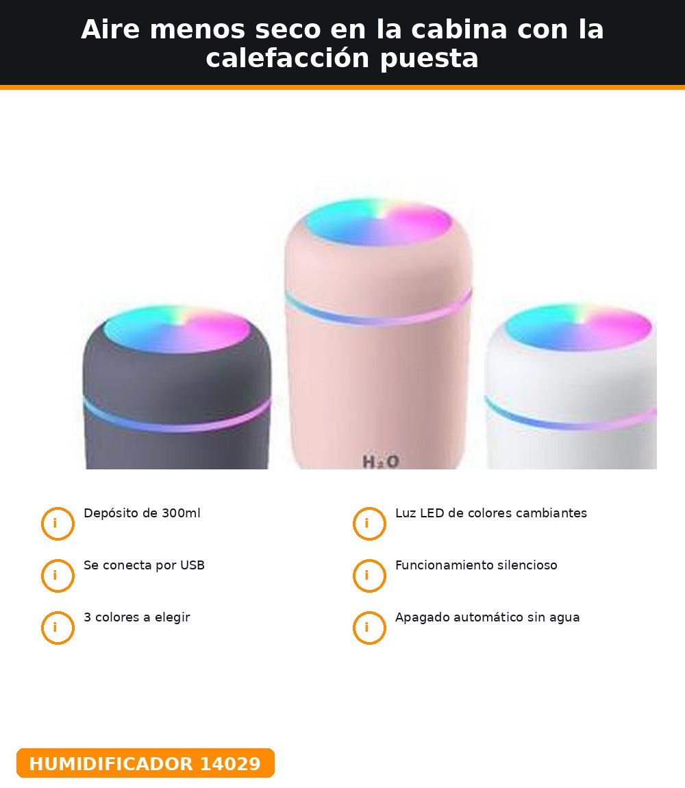 Mini humidificador USB con luz para la cabina