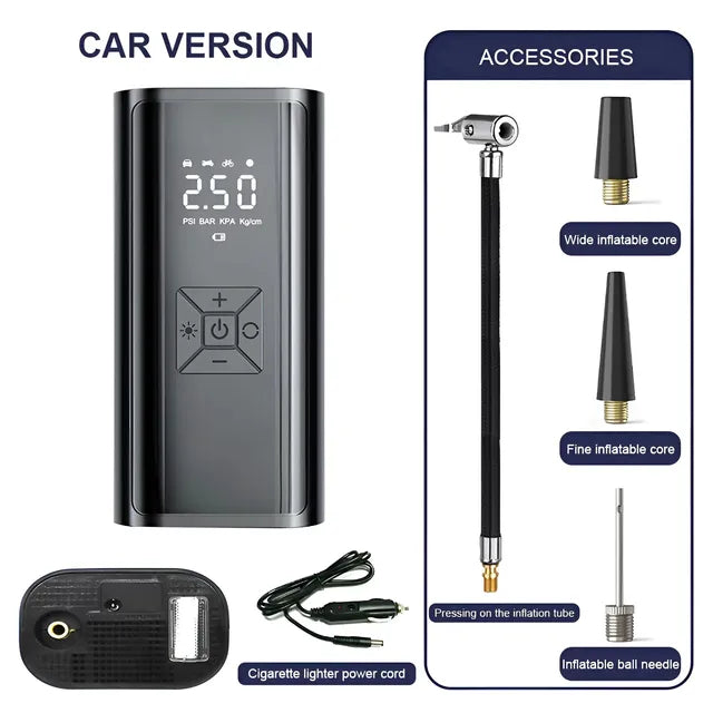 Compresor de Aire Portátil para Coche 6000mAh – 12V 150PSI Inflador Eléctrico Inalámbrico para Moto, Bici, Barco y Coche