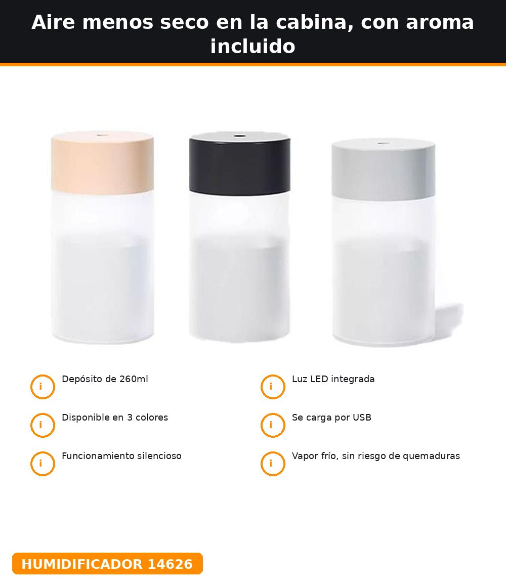 Mini humidificador con luz para la cabina