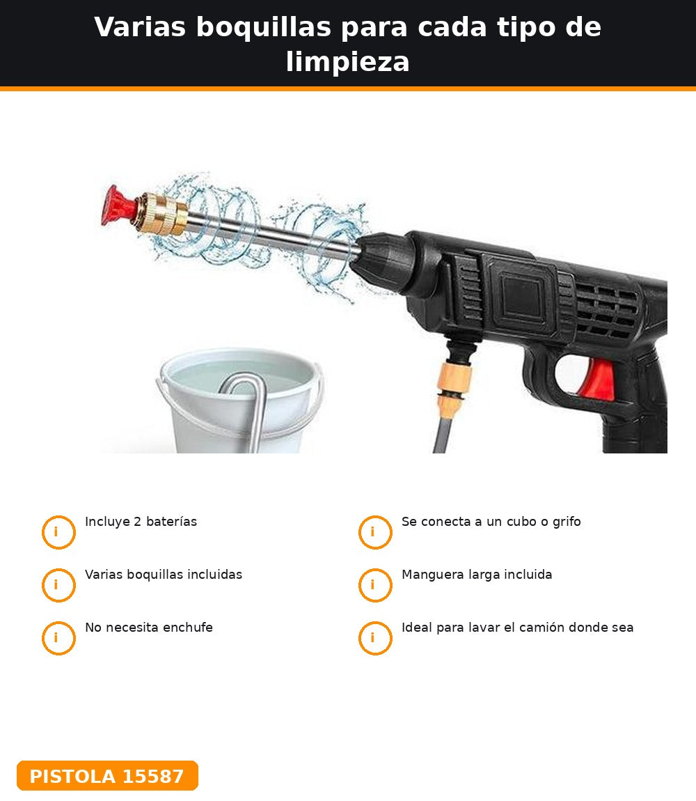 Pistola de agua a presión con batería para lavar el camión