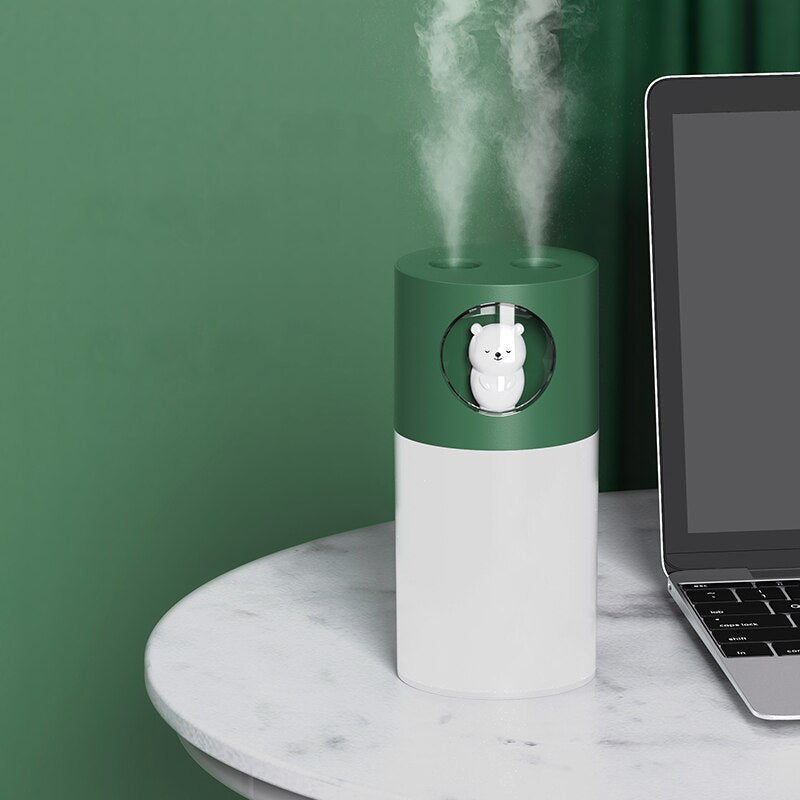 Humidificador Portátil USB Doble Spray con Lámpara Aromática