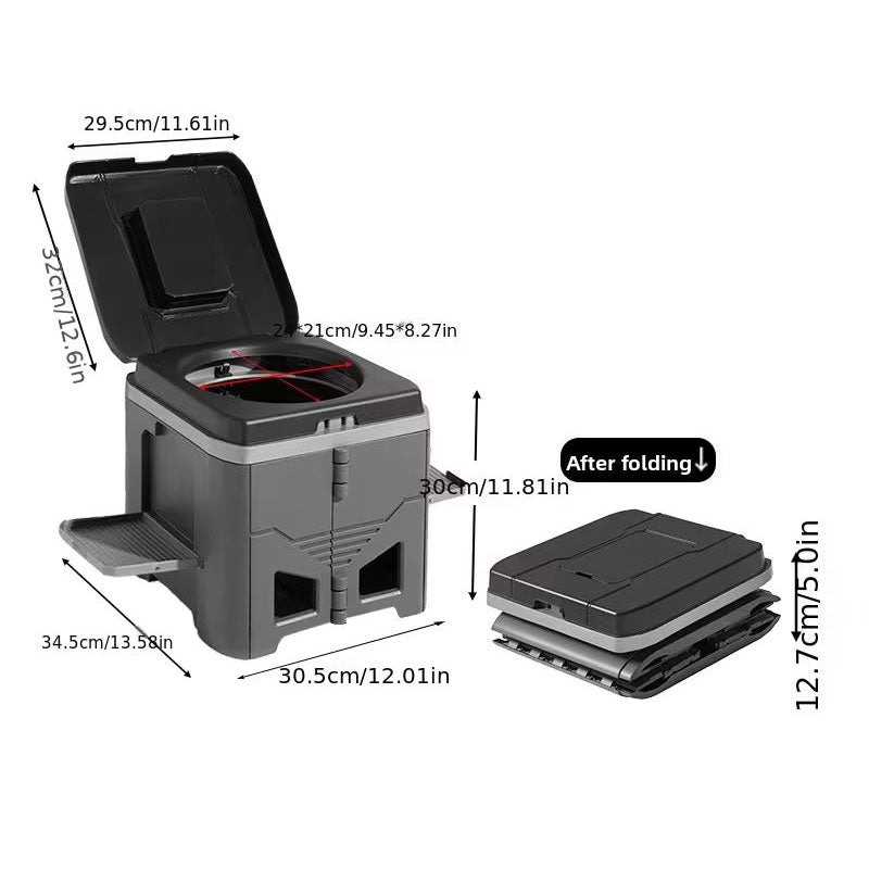 WC Portátil Plegable para Coche y Camping - Taburete de Emergencia Exterior con Diseño Antiolor, WC de Viaje para Adultos
