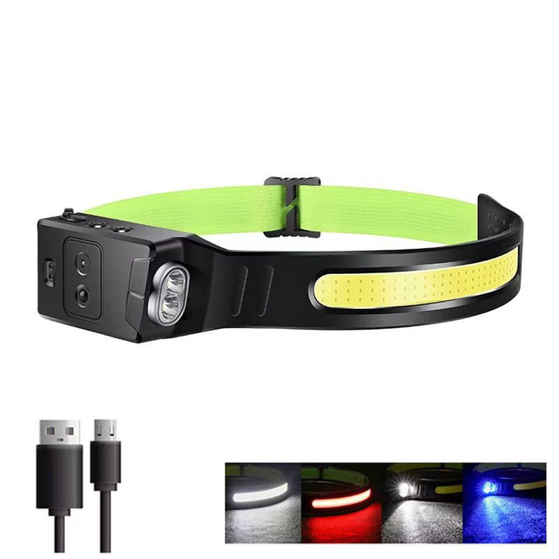 Linterna Frontal USB con Sensor de Movimiento y Luz Roja de Aviso