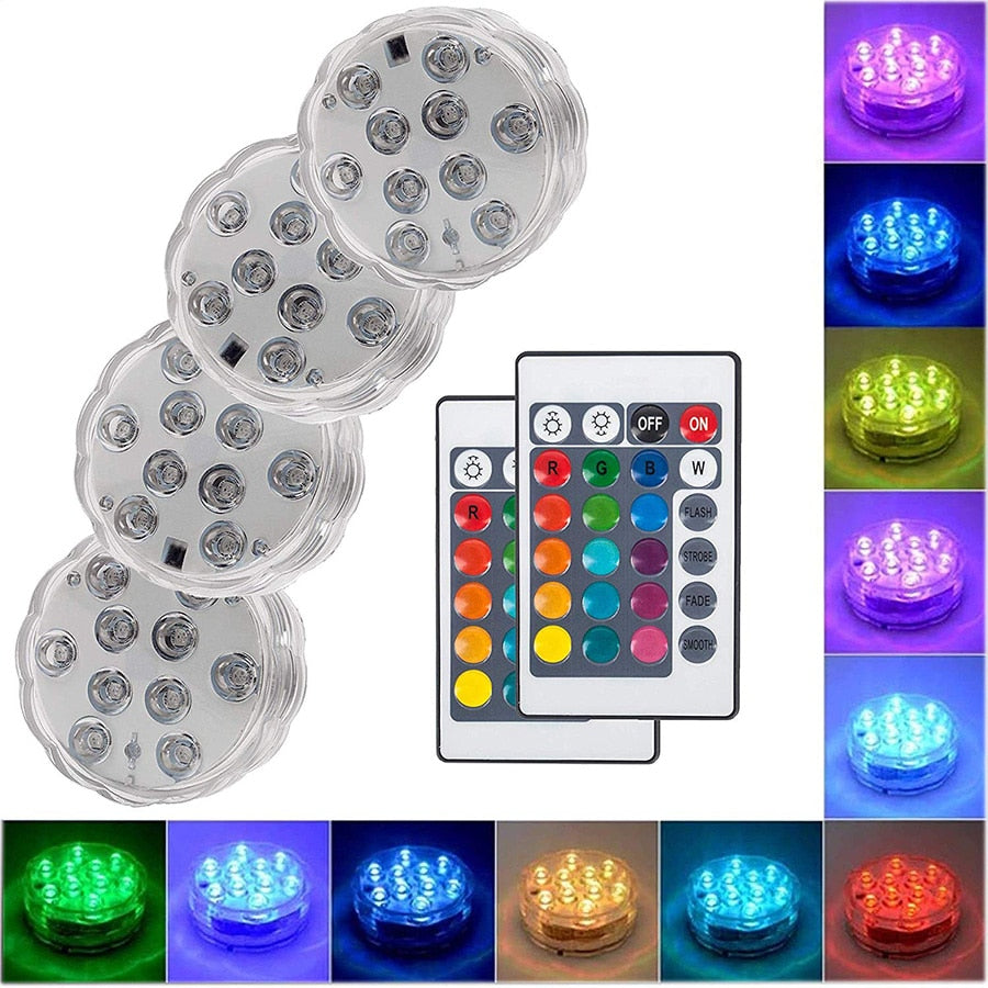Luz LED Sumergible RGB con Mando a Distancia para Decoración