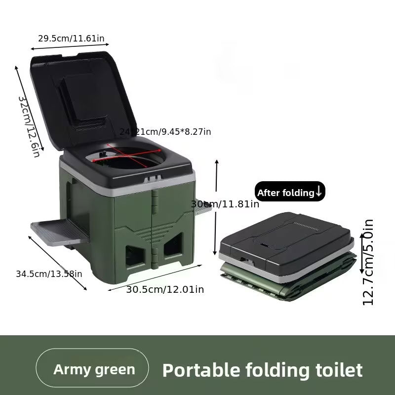 WC Portátil Plegable para Coche y Camping - Taburete de Emergencia Exterior con Diseño Antiolor, WC de Viaje para Adultos