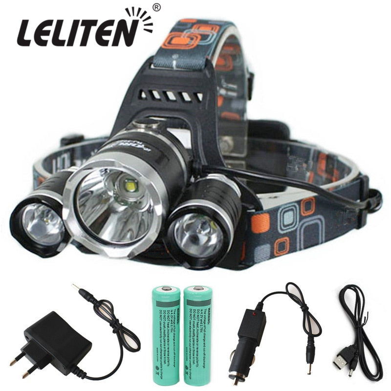 Linterna Frontal LED XM-T6 15000 lm con Zoom y Carga USB