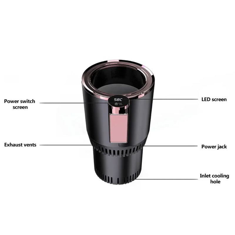 Portavasos Calefactor y Refrigerador 2 en 1 para Coche 12V con Pantalla Digital