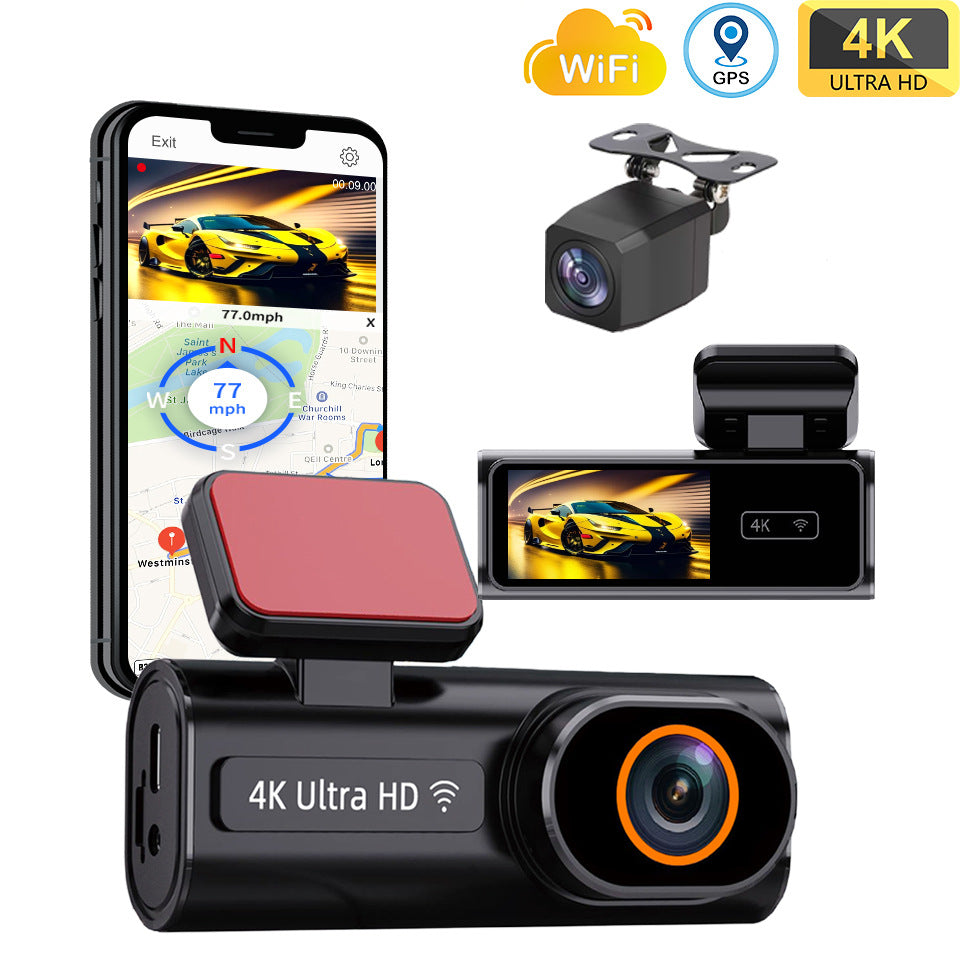 Cámara DVR para Coche y Camión de con Wi-Fi, Grabación Dual 4K Alta Definición y Modo Aparcamiento