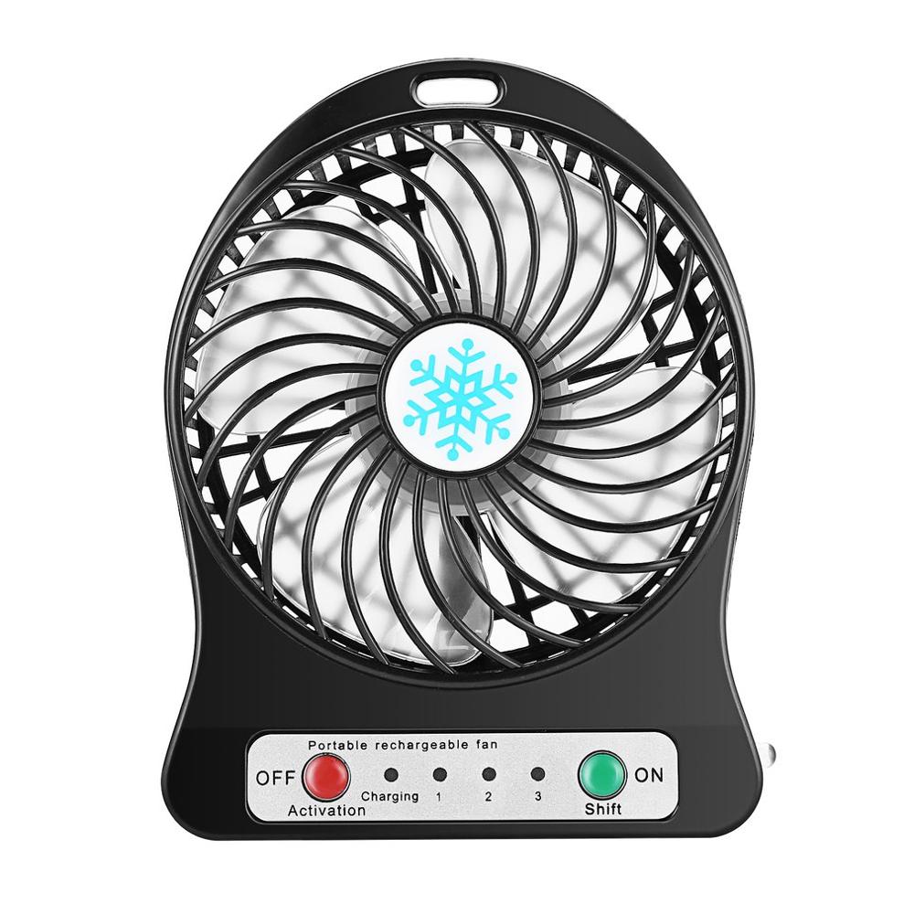Mini Ventilador USB Recargable 4" con 3 Velocidades y Luz LED