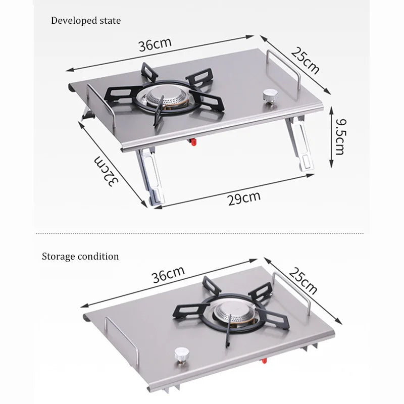 Hornillo de Gas Plegable IGT 4000W Acero Inoxidable para Camping