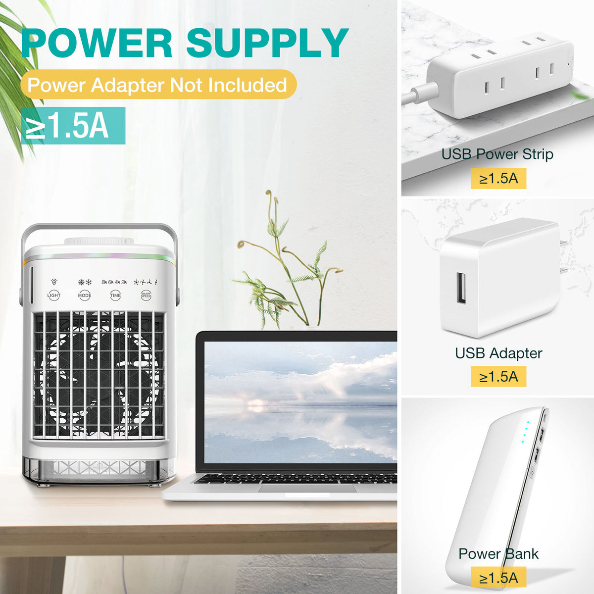Aire Acondicionado Portátil USB con Spray y 4 Velocidades
