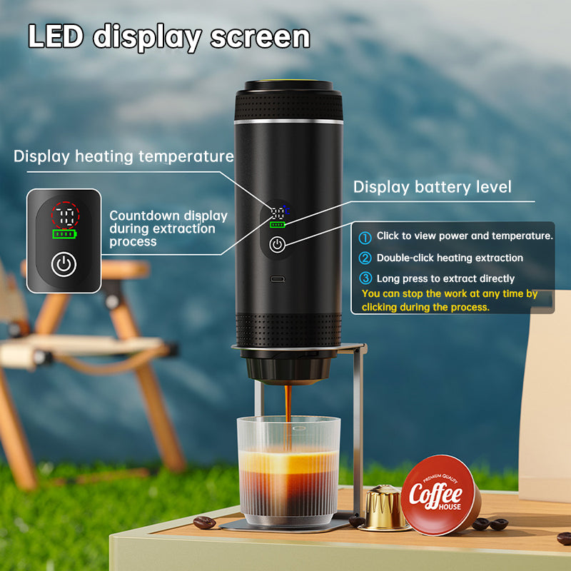 Cafetera Espresso Portátil 3 en 1 con Pantalla Digital y Batería 7500 mAh