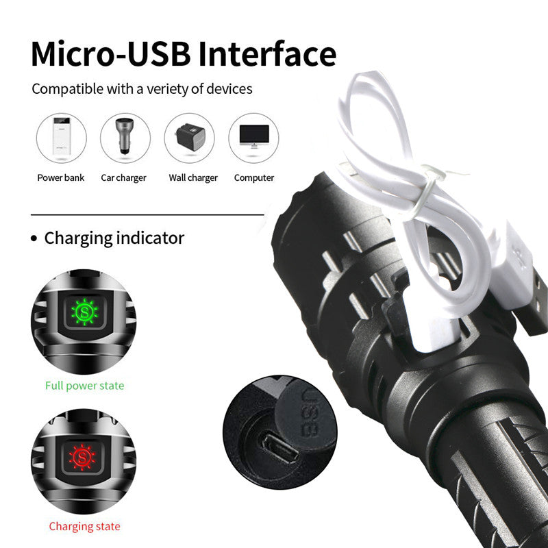 Linterna Táctica LED XML-L2 1600 lm 10W con Carga USB Directa