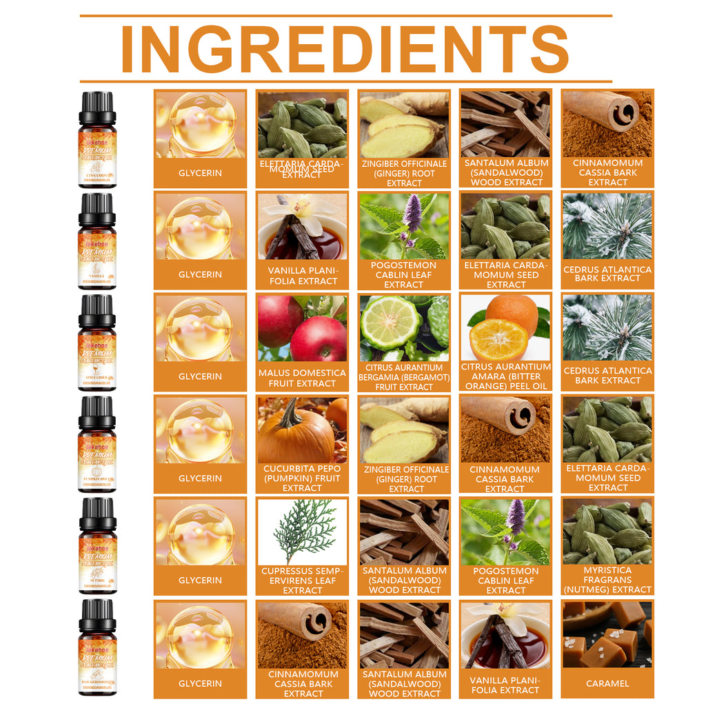 Set de Aceites Esenciales de Otoño – Ambiente Cálido, Fragancia Duradera para Humidificador y Hogar