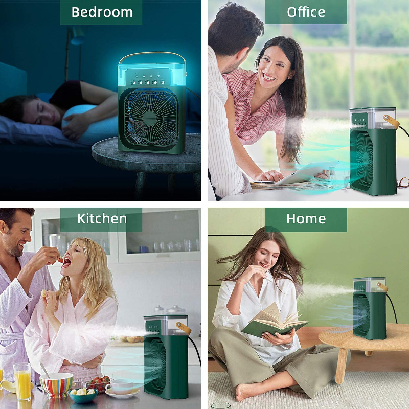 Ventilador de Aire Frío con Spray y Humidificador USB de Escritorio