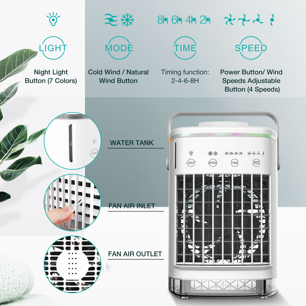 Aire Acondicionado Portátil USB con Spray y 4 Velocidades