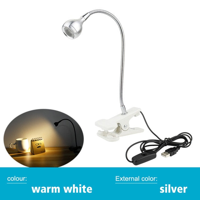 Lámpara LED USB con Pinza Flexible para Lectura y Trabajo Nocturno
