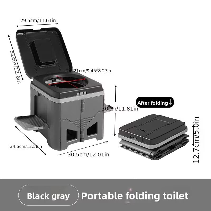 WC Portátil Plegable para Coche y Camping - Taburete de Emergencia Exterior con Diseño Antiolor, WC de Viaje para Adultos