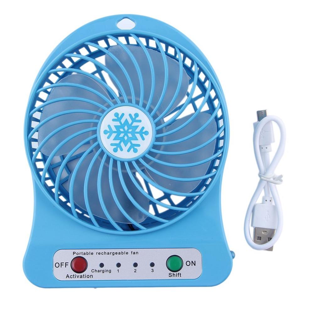 Mini Ventilador USB Recargable 4" con 3 Velocidades y Luz LED