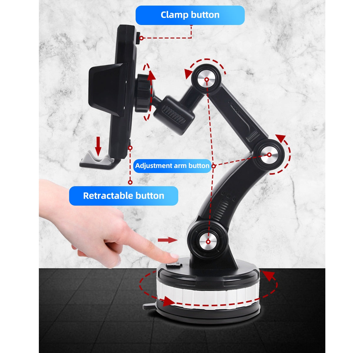 Soporte Móvil con Ventosa para Camión y GPS con Brazo Articulado Largo