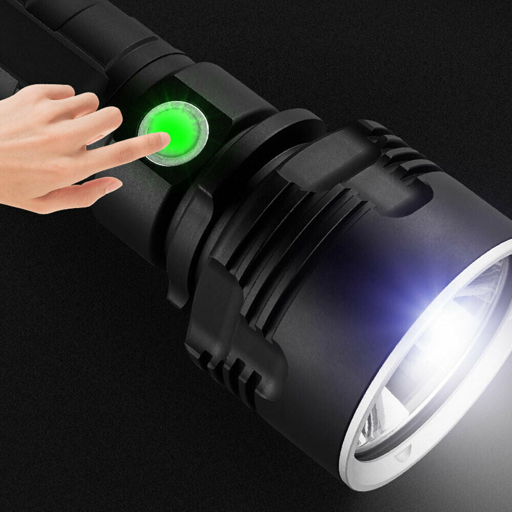 Linterna Táctica LED P50 12000 lm con Carga USB y Pantalla de Batería
