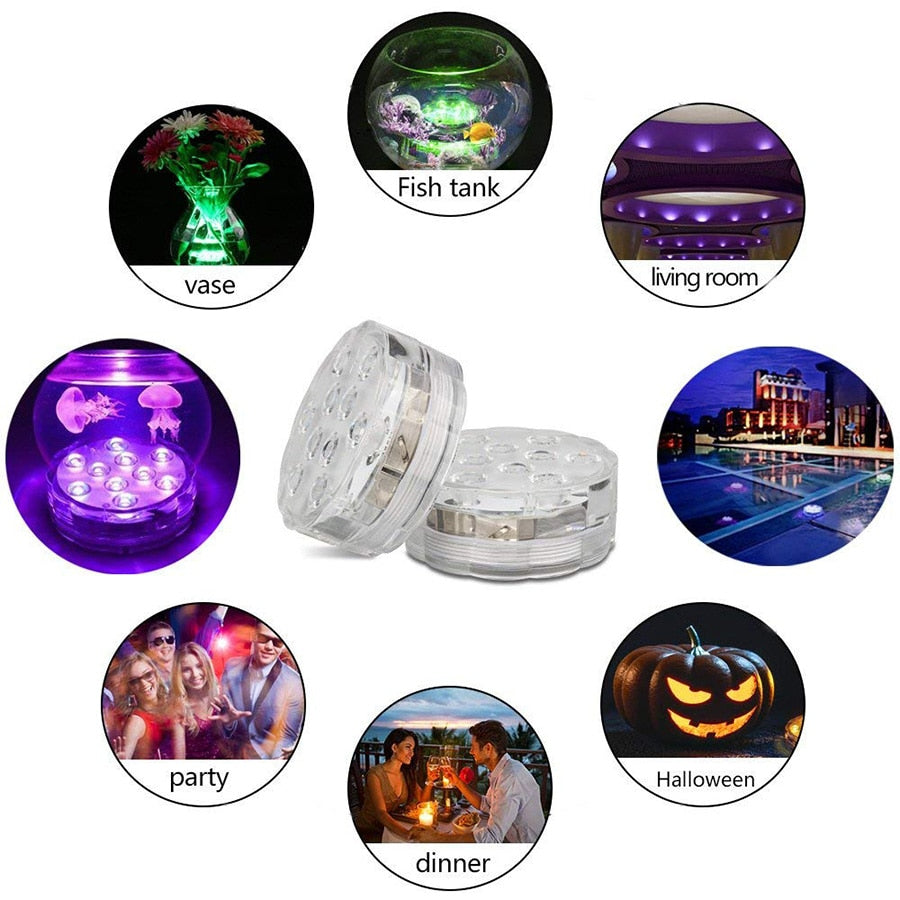 Luz LED Sumergible RGB con Mando a Distancia para Decoración