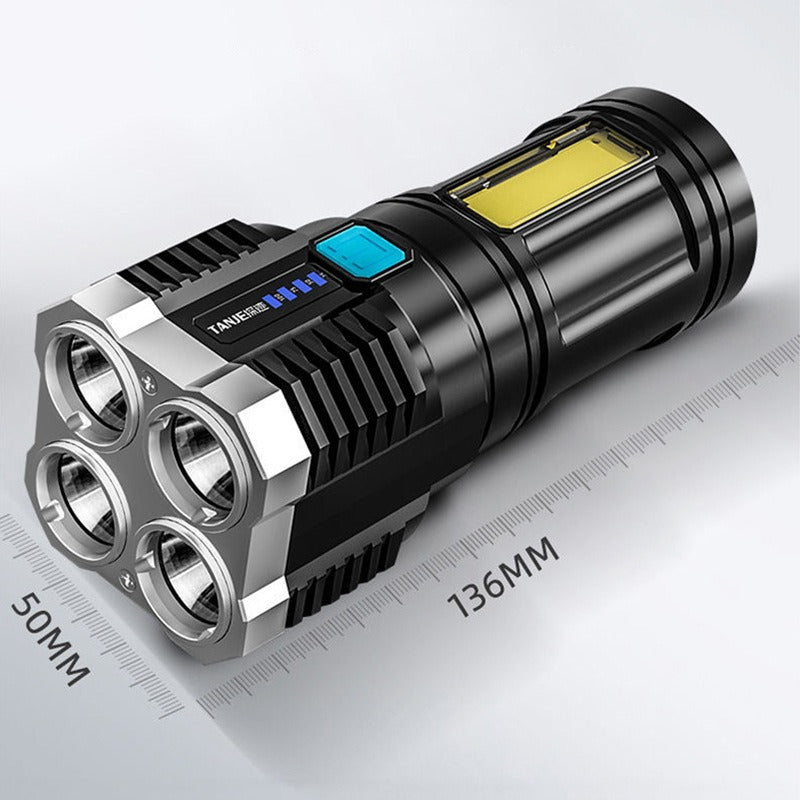Linterna LED Portátil con Luz COB Lateral y Carga USB Recargable