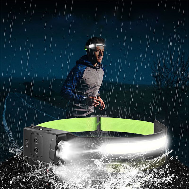 Linterna Frontal USB con Sensor de Movimiento y Luz Roja de Aviso