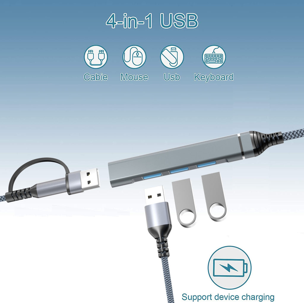 Hub USB 3.0 con 4 Puertos Adaptador para Portátil y Camión