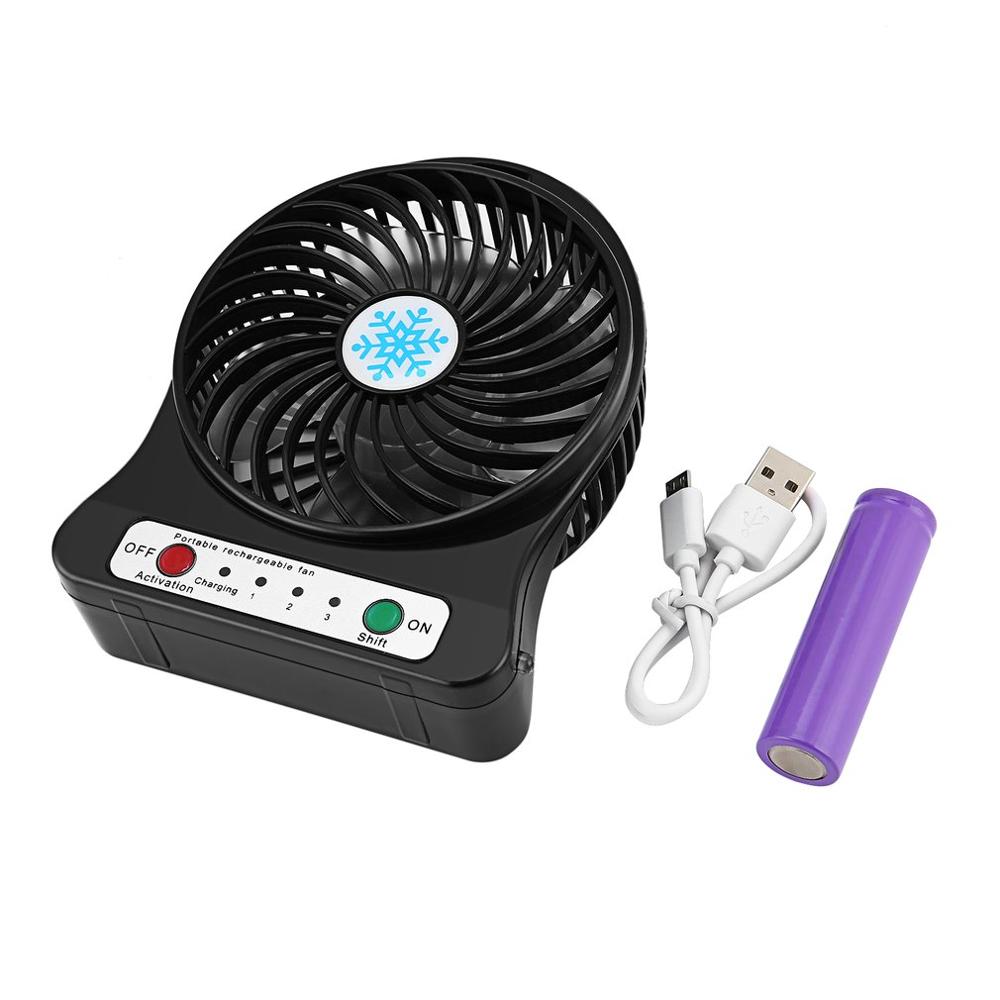 Mini Ventilador USB Recargable 4" con 3 Velocidades y Luz LED