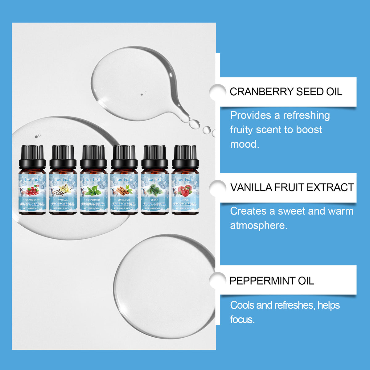 Set de Aceites Esenciales de Aromaterapia de Invierno – Humidificador, Ambientador y Calidez para el Hogar